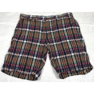 Polo Ralph Lauren Mens Madras Plaid Shorts Tag Size 35 Waist 36 10" Inseam